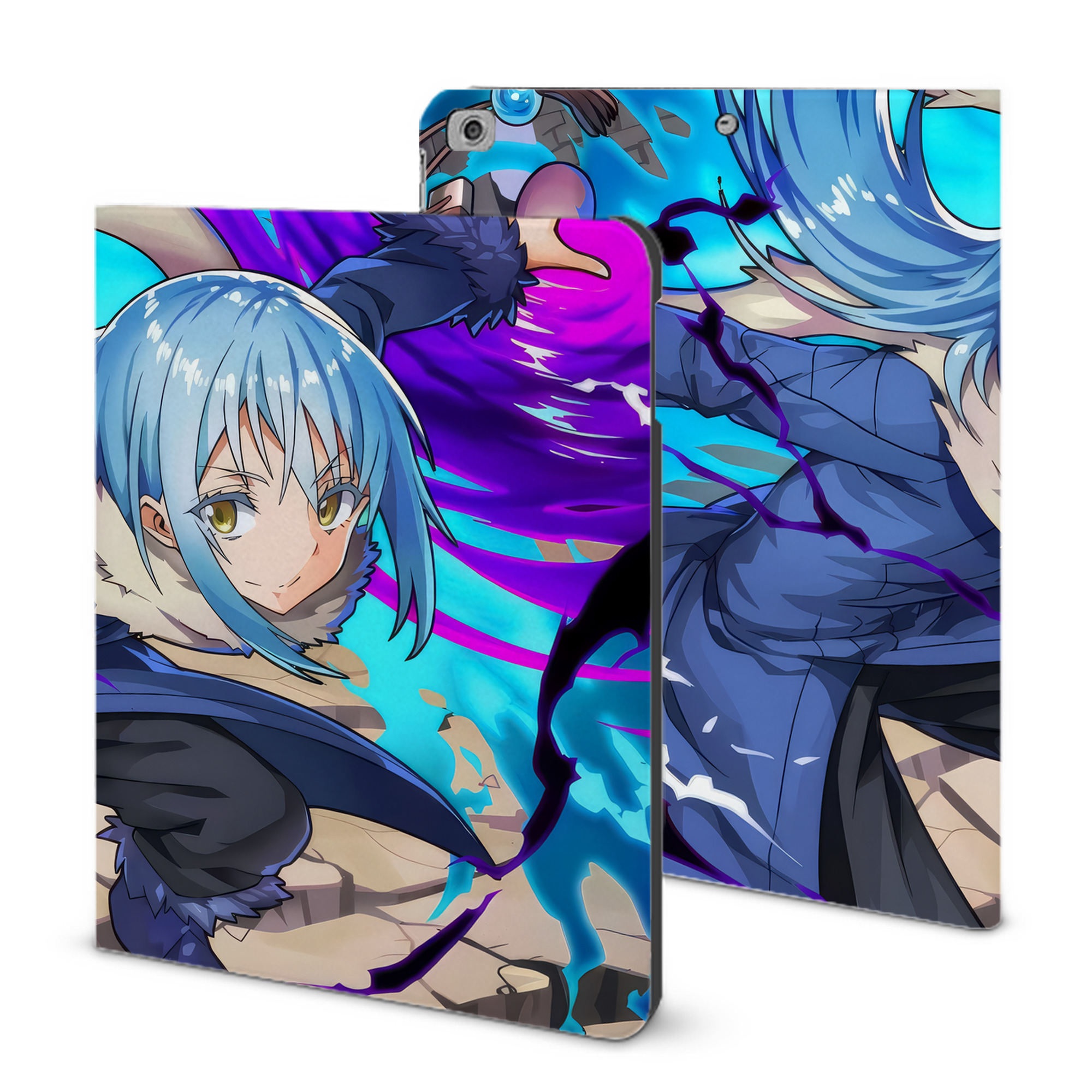 （画像用） 転スラ Regarding Reincarnated to Slime IPad ケース ブック型 PUレザー TPU 耐衝撃 軽量 薄型 ペン収納なし 全面保護 IPad 各モデル対応